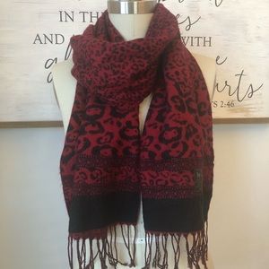Coach Animal Print Fringe Pashmina Scarf